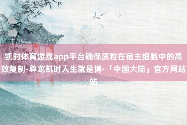 凯时体育游戏app平台确保质粒在宿主细胞中的高效复制-尊龙凯时人生就是博·「中国大陆」官方网站