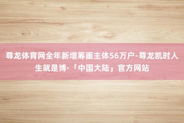 尊龙体育网全年新增筹画主体56万户-尊龙凯时人生就是博·「中国大陆」官方网站