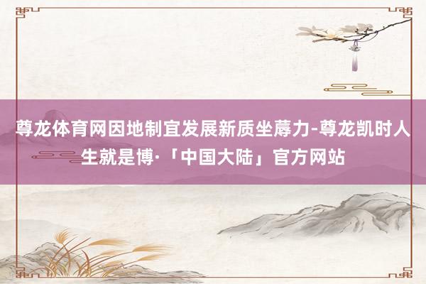 尊龙体育网因地制宜发展新质坐蓐力-尊龙凯时人生就是博·「中国大陆」官方网站