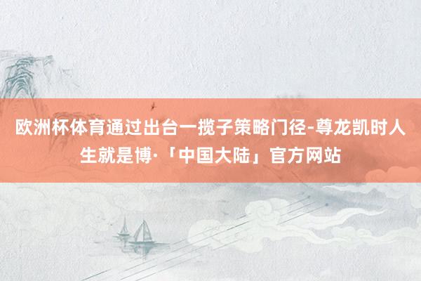 欧洲杯体育通过出台一揽子策略门径-尊龙凯时人生就是博·「中国大陆」官方网站