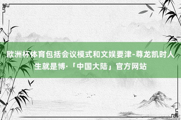 欧洲杯体育包括会议模式和文娱要津-尊龙凯时人生就是博·「中国大陆」官方网站