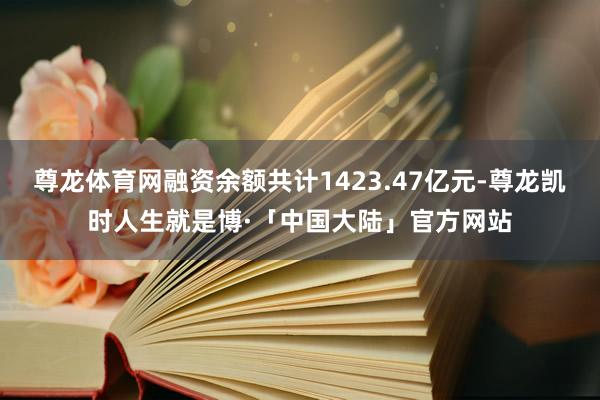 尊龙体育网融资余额共计1423.47亿元-尊龙凯时人生就是博·「中国大陆」官方网站