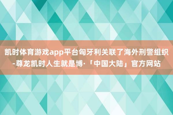 凯时体育游戏app平台匈牙利关联了海外刑警组织-尊龙凯时人生就是博·「中国大陆」官方网站