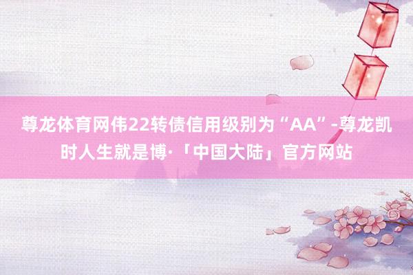 尊龙体育网伟22转债信用级别为“AA”-尊龙凯时人生就是博·「中国大陆」官方网站
